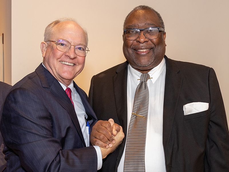 Dr. William Boteler, left, and Dr. Acie Whitlock were honored by the Dental Alumni Board during a Jan 27 celebration. Whitlock is the 2023 Dental Alumnus of the Year, and Boteler is the 2023 Distinguished Friend of the Year.